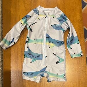 Kids Shark Print Swim Romper